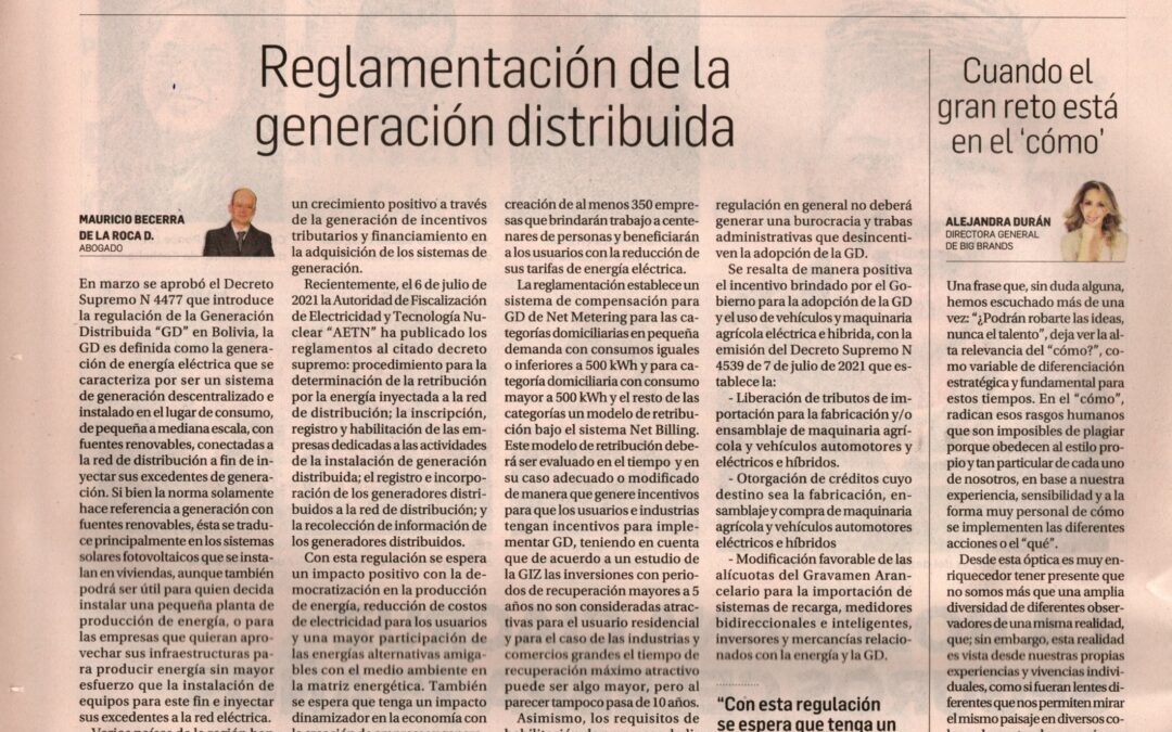 Regulation of Distributed Generation in Bolivia